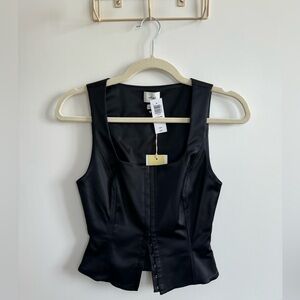 Aritzia Wilfred Roseland black satin bustier top